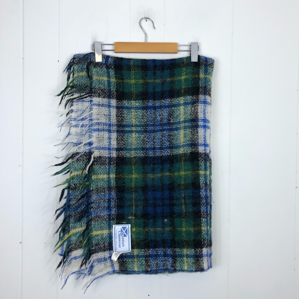 Vintage 50s Scottish Clanwear Jedburgh Scotland Tartan‎ Wool & Mohair Blanket